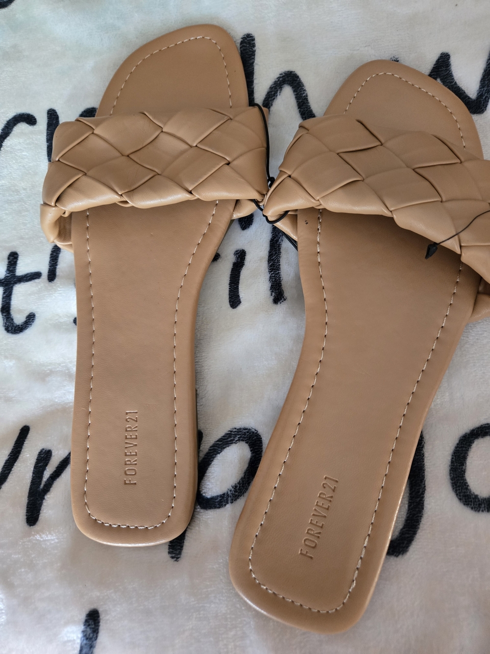 Forever 21 Tan Braided Slide Sandals - Women